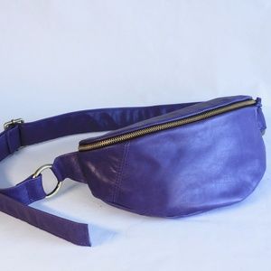 Purple Leather Fanny Pack